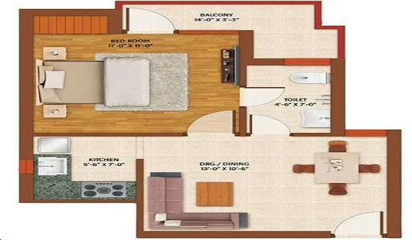 Featured Image of Prestige Gardenia Estates 1 Bhk Apartments Floor Plan