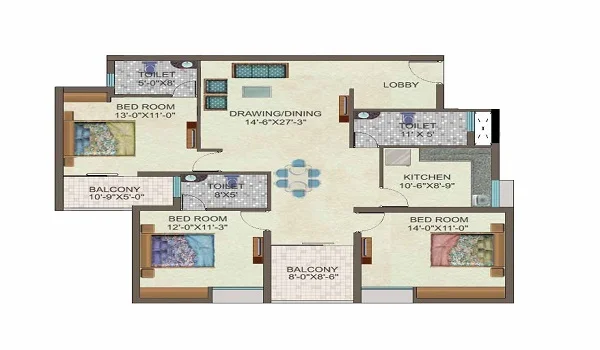 Featured Image of Prestige Gardenia Estates 3 Bhk Apartments Floor Plan